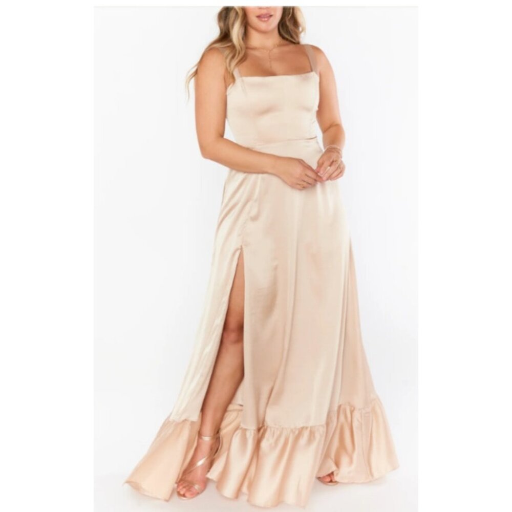 Show Me Your Mumu Clarissa Corset Sleeveless Dress Champagne Satin Luxe Size M